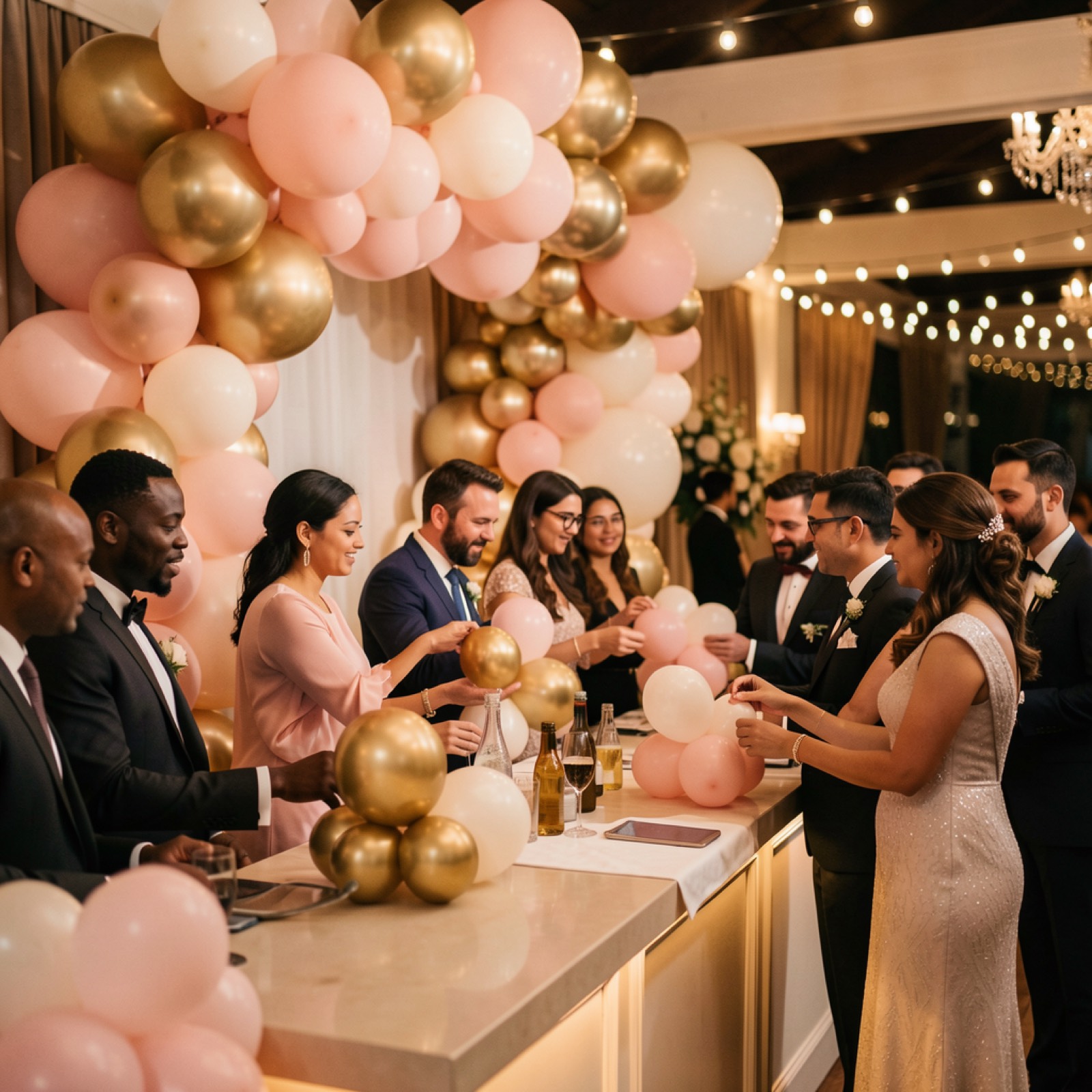 Balloon installation at a wedding